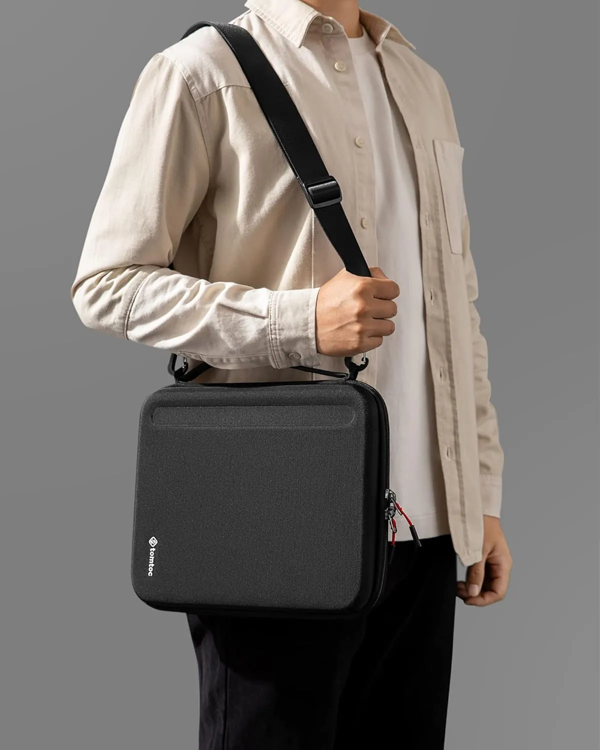 tomtoc Portfolio Shoulder Bag for 13 Inch iPad Pro M4 & 2025 iPad Air M3/M2 2024, 12.9-inch iPad Pro, Protective Case with Accessories Pocket, Carrying Storage for Pencil Pro/Adapter/Magic Keyboard