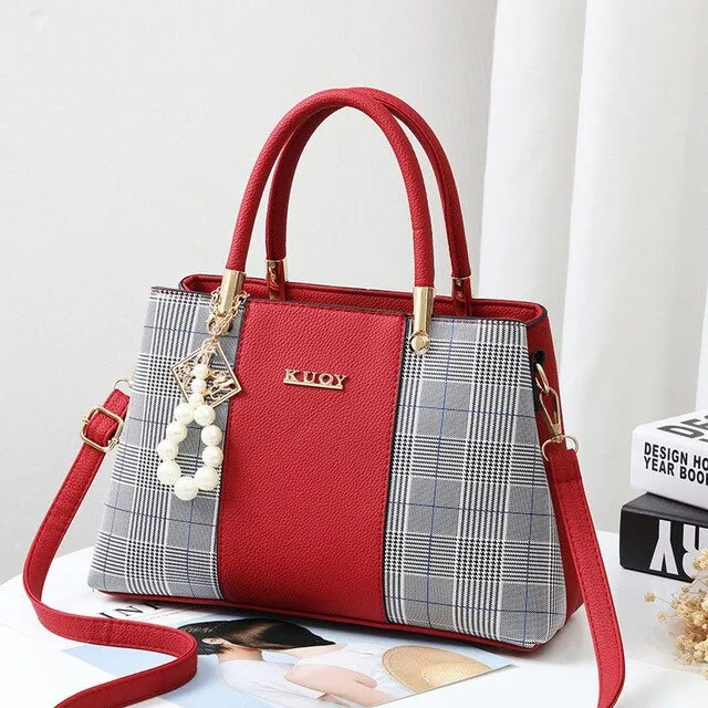 Top-Handle Bag Tote hanging Women Holiday markdown Hand pendant Bags Popular Patchwork Shoulder with Elegant SMOOZA Crossbody Female 2019 Worth the price Plaid