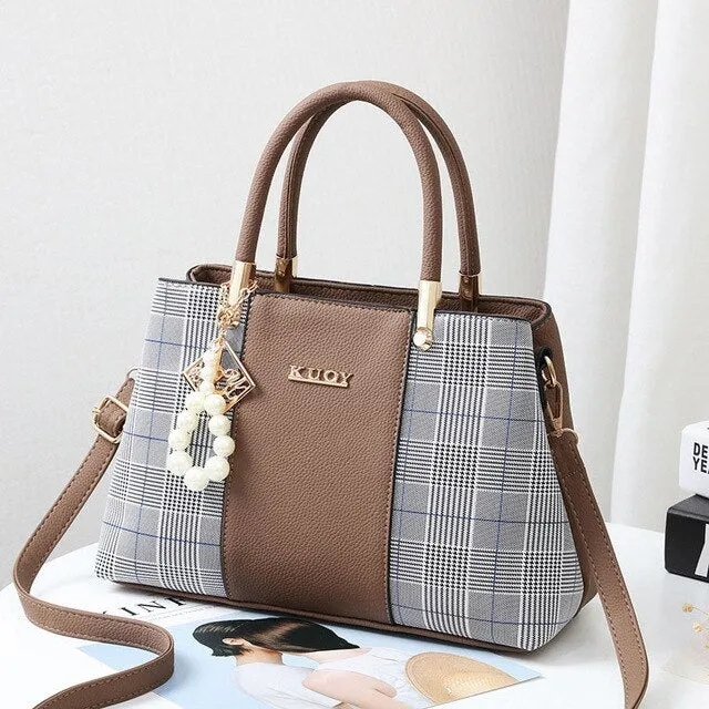 Top-Handle Bag Tote hanging Women Holiday markdown Hand pendant Bags Popular Patchwork Shoulder with Elegant SMOOZA Crossbody Female 2019 Worth the price Plaid