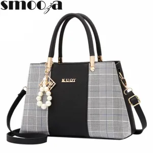 Top-Handle Bag Tote hanging Women Holiday markdown Hand pendant Bags Popular Patchwork Shoulder with Elegant SMOOZA Crossbody Female 2019 Worth the price Plaid