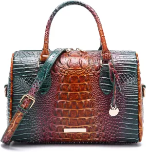 Top-Handle Crocodile Purses For Women Crossbody Leather Bags Trendy Large Capacity Tote with Shoulder Strap