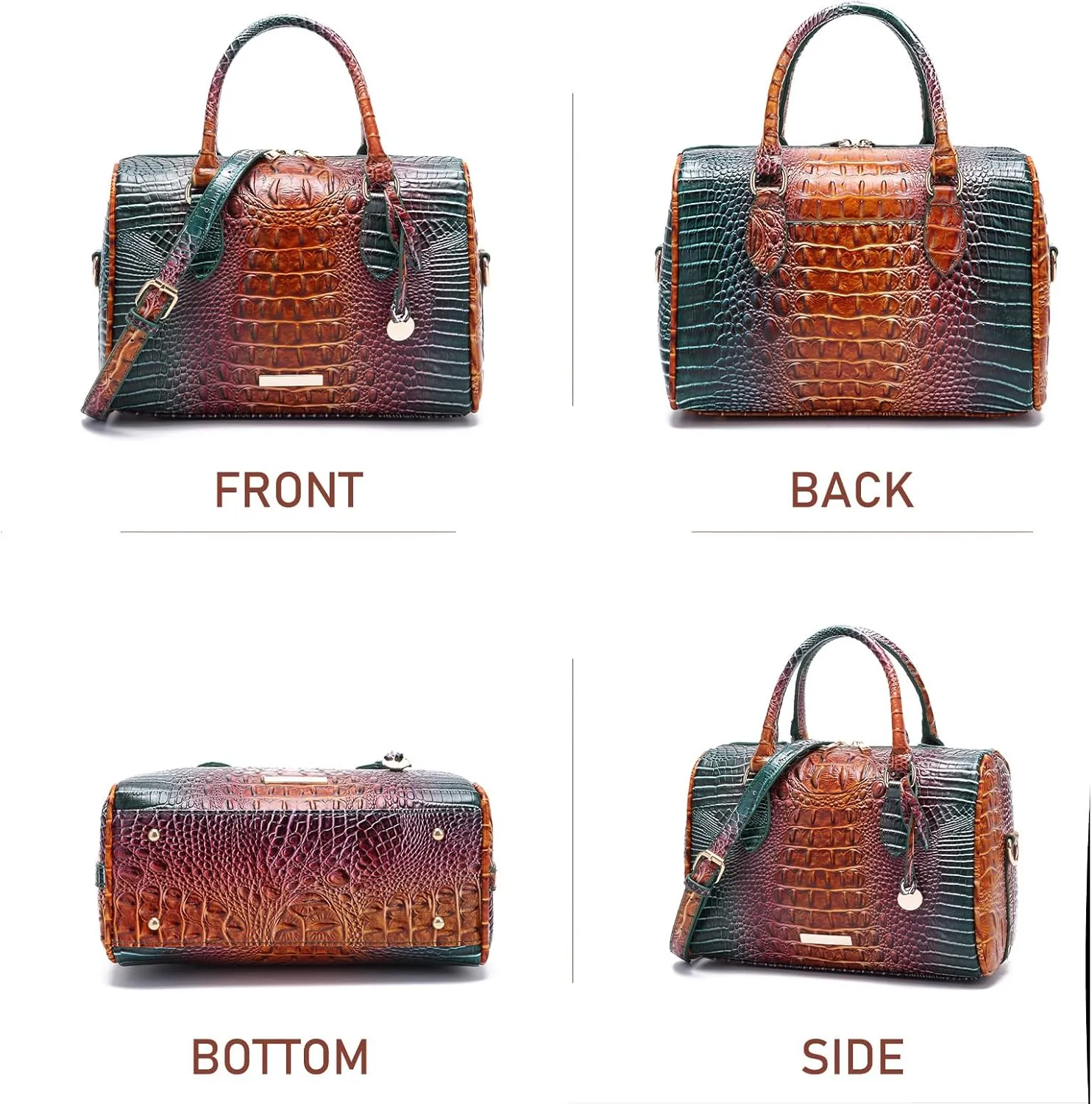 Top-Handle Crocodile Purses For Women Crossbody Leather Bags Trendy Large Capacity Tote with Shoulder Strap