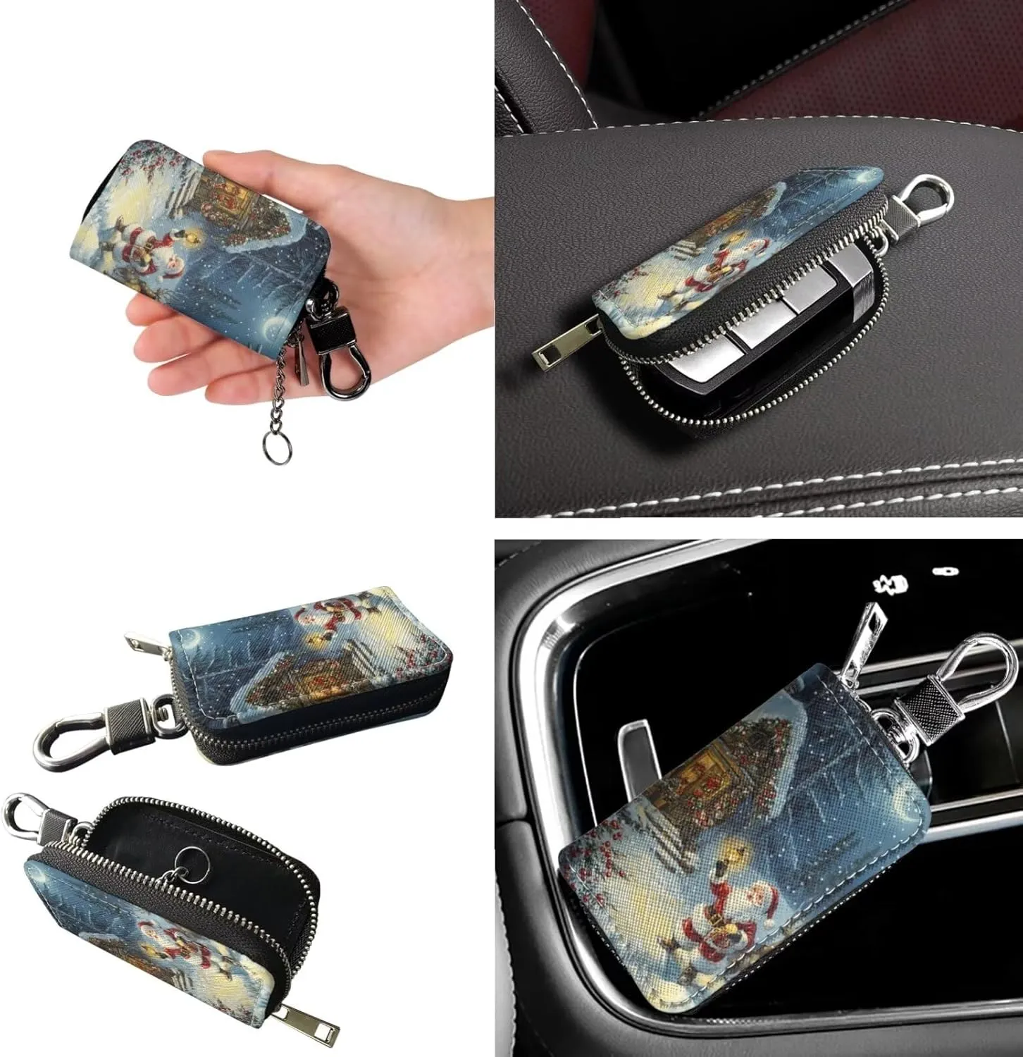 Tote Bags Set 3 Piece Shoulder Bag Saddle Bag Purses for Women Car Key Fob Cover Key Holder