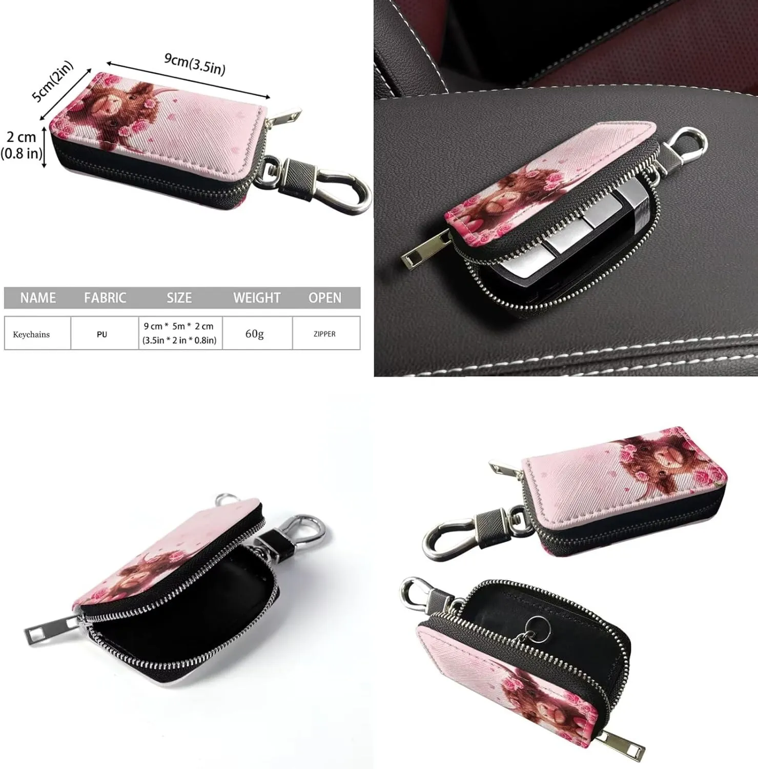 Tote Bags Set 3 Piece Shoulder Bag Saddle Bag Purses for Women Car Key Fob Cover Key Holder