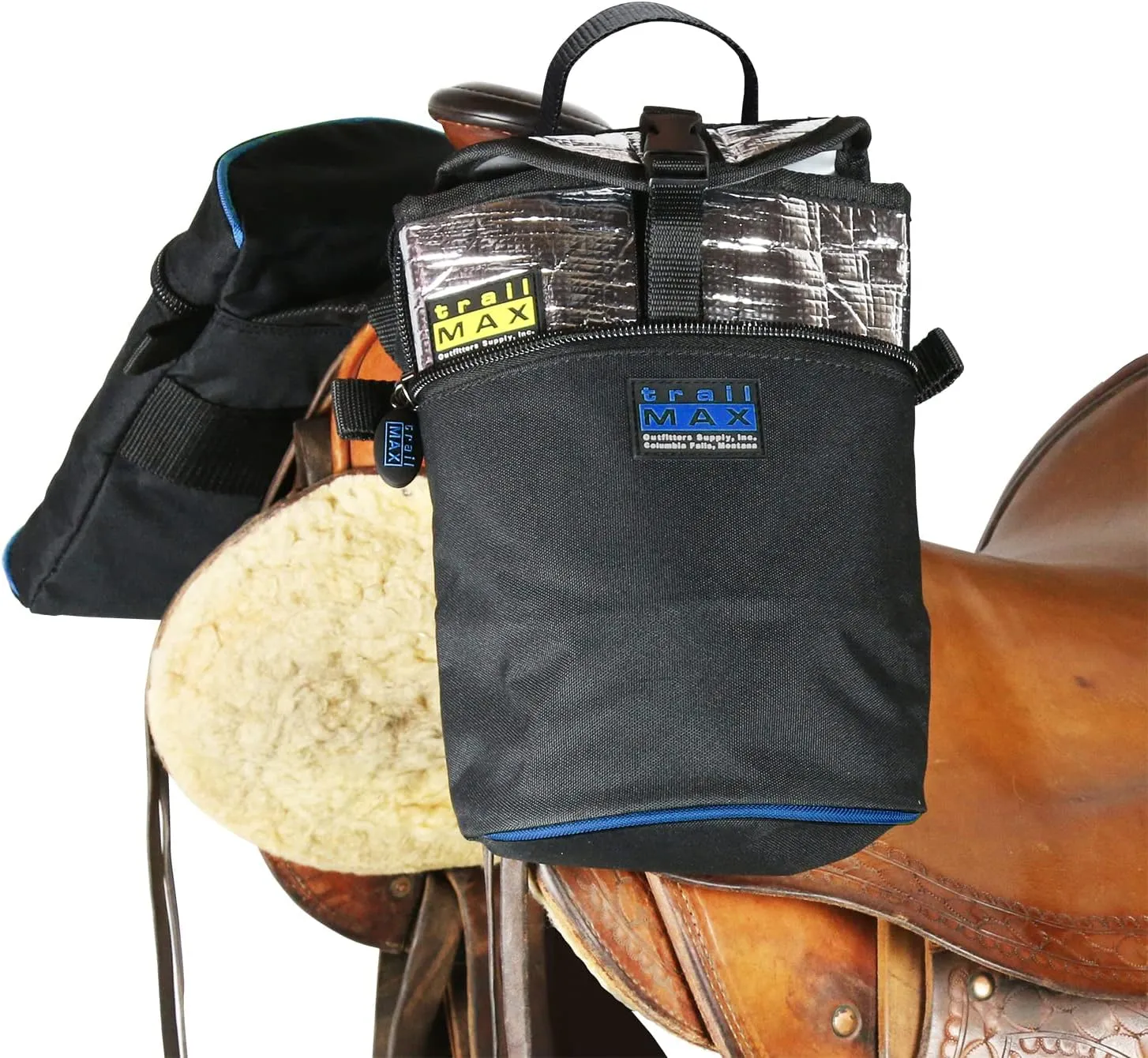 TrailMax Medium-Sized Saddle Horn Bag & Pommel Pocket Combo, Trail Riding Saddle-Bags with 1 Set of TrailMax Horn Bags & 1 Pommel Pocket