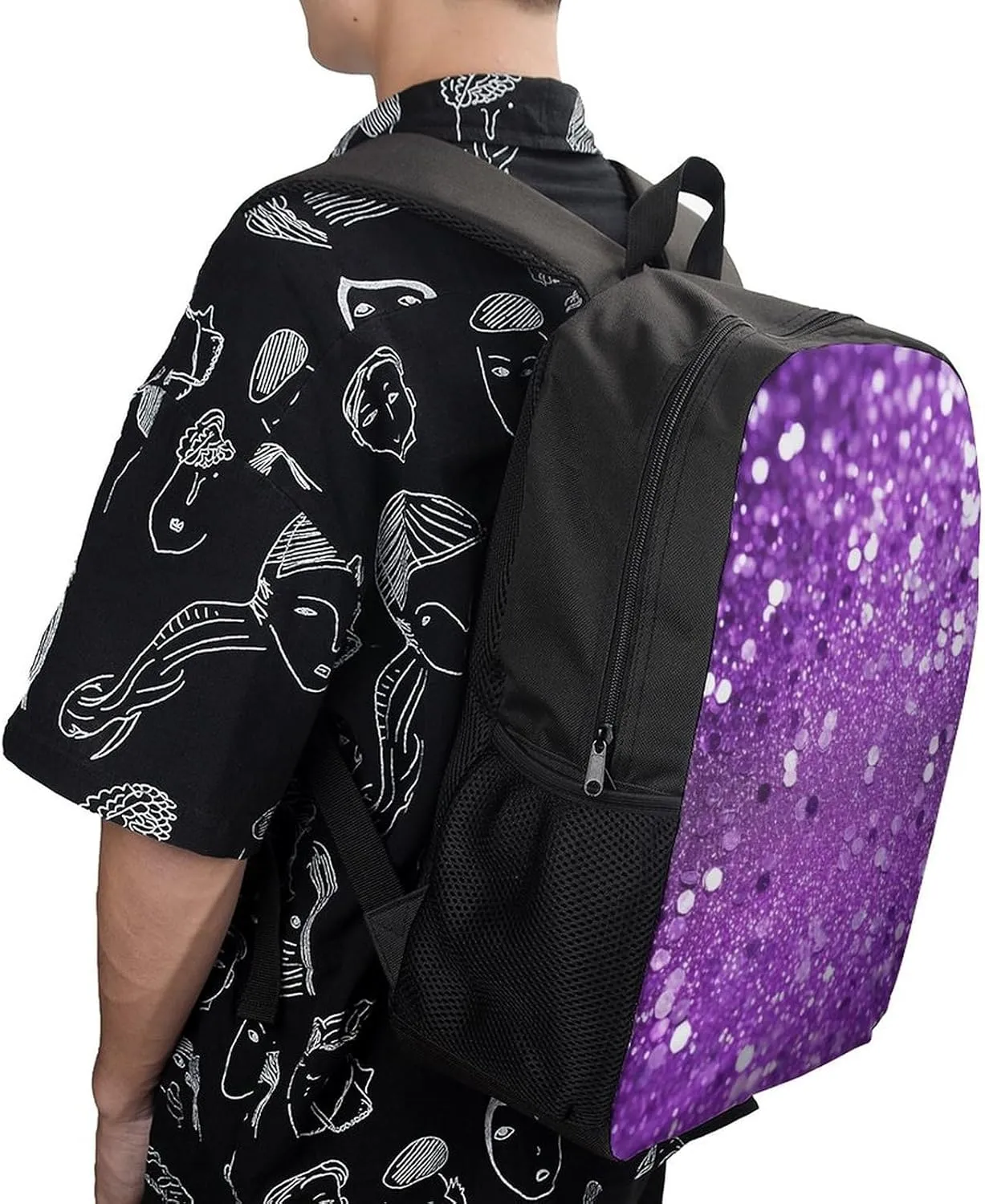 Travel Backpack for Men Women Daypack Sparkling Purple Glitter Laptop Backpack Computer Bag Business Work Bag for Work