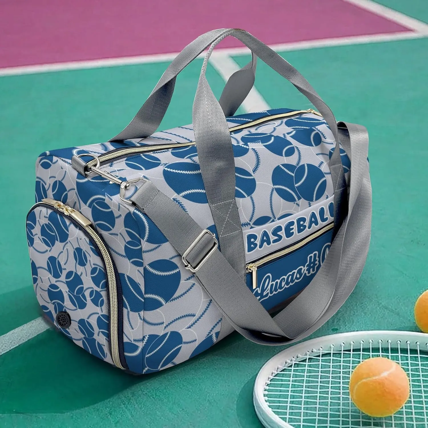 Travel Bag Baseball Blue Navy Grey Customized Duffel Bags Weekender Overnight Bag Personalized Gift