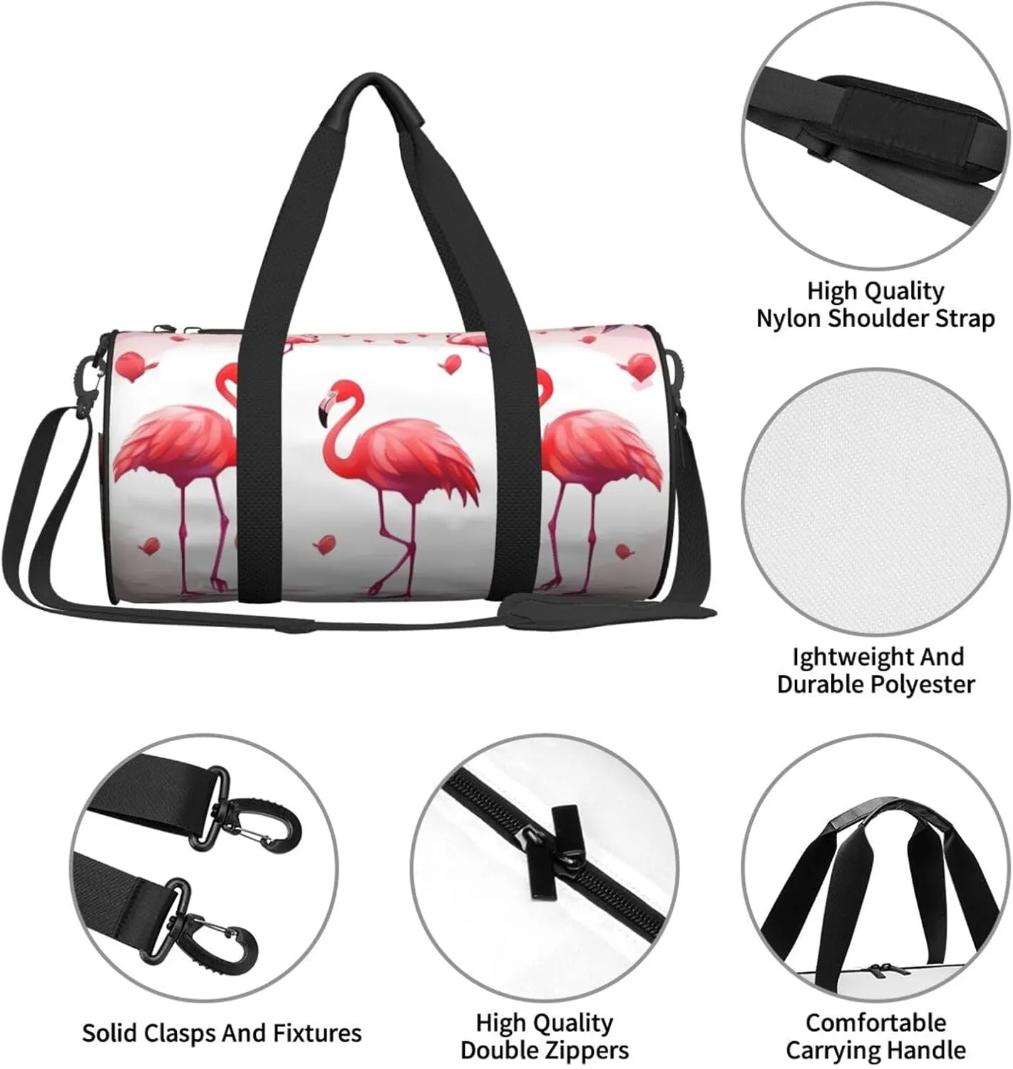 Travel Bag For Women,Lovely Flamingos Print Personal Item Duffle Bags,Weekend Travel Duffel Tote Bag,Travel Sport Gym Bag For Men,Airplane Travel Essentials For Flying