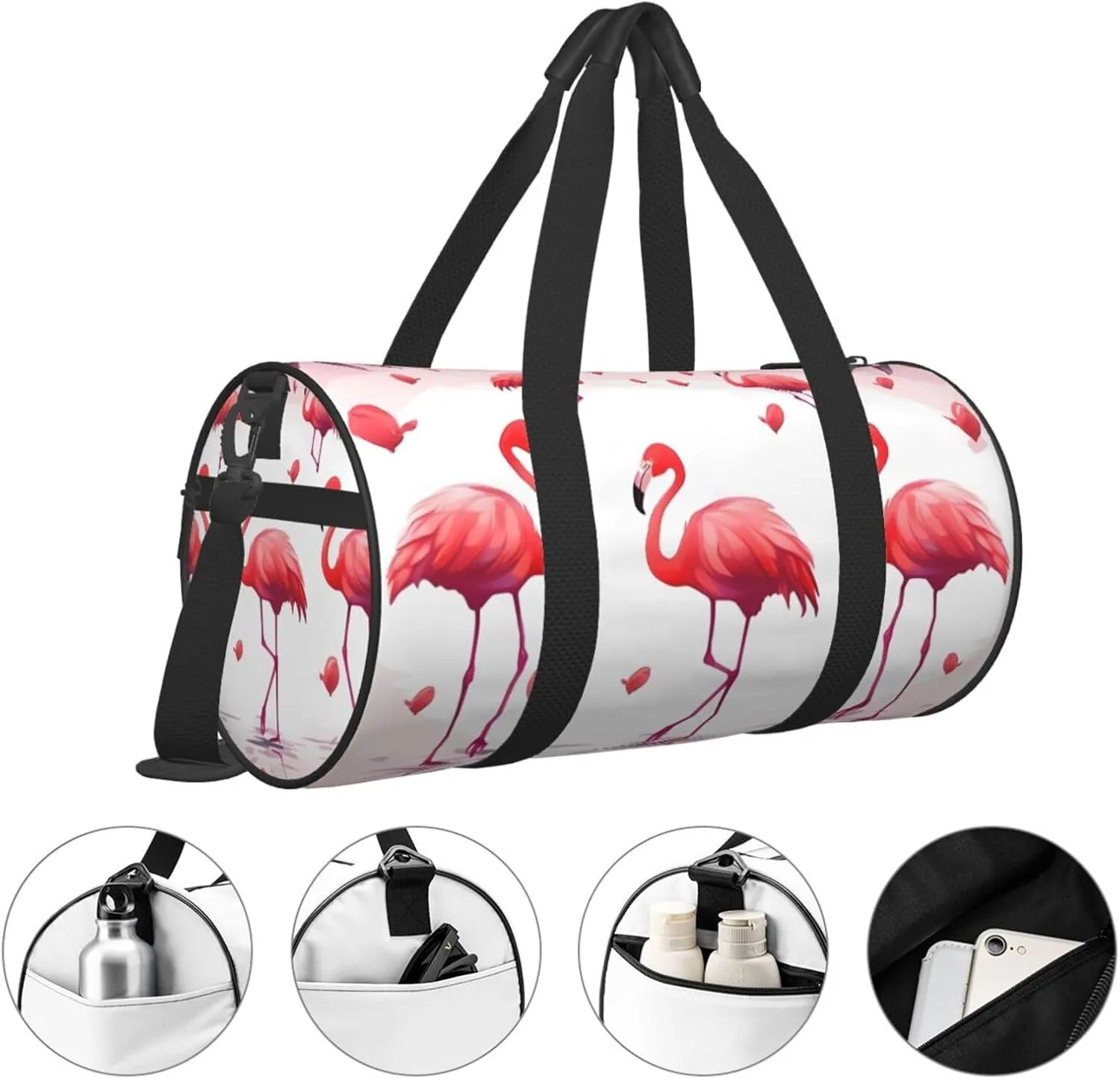 Travel Bag For Women,Lovely Flamingos Print Personal Item Duffle Bags,Weekend Travel Duffel Tote Bag,Travel Sport Gym Bag For Men,Airplane Travel Essentials For Flying