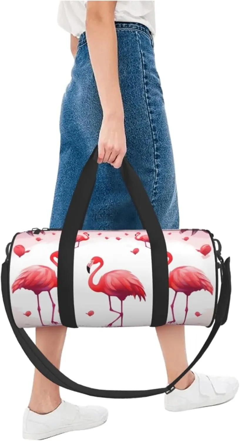 Travel Bag For Women,Lovely Flamingos Print Personal Item Duffle Bags,Weekend Travel Duffel Tote Bag,Travel Sport Gym Bag For Men,Airplane Travel Essentials For Flying