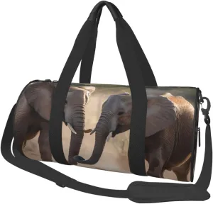 Travel Bag For Women,Two Elephants Playing Print Personal Item Duffle Bags,Weekend Travel Duffel Tote Bag,Travel Sport Gym Bag For Men,Airplane Travel Essentials For Flying