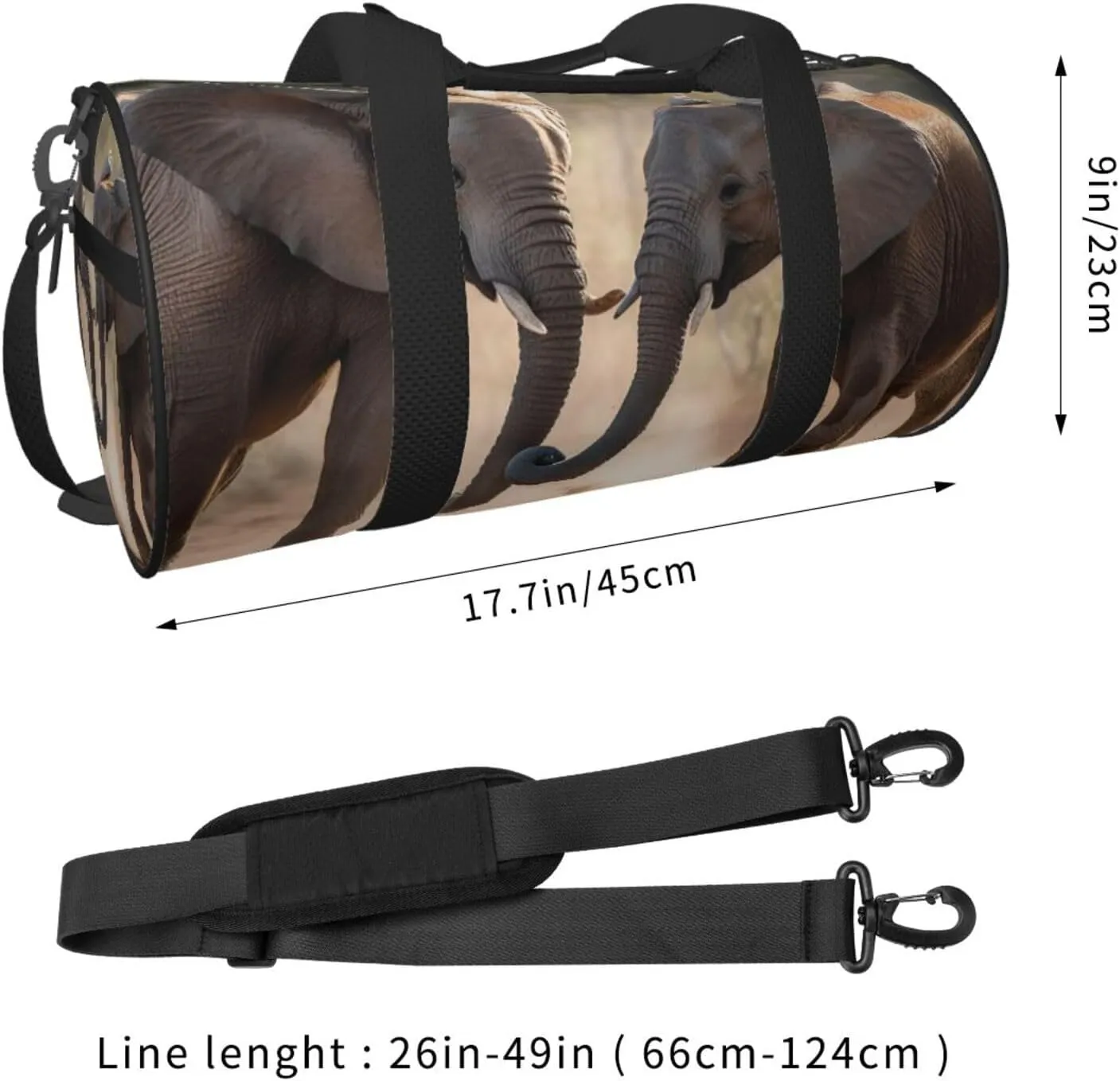 Travel Bag For Women,Two Elephants Playing Print Personal Item Duffle Bags,Weekend Travel Duffel Tote Bag,Travel Sport Gym Bag For Men,Airplane Travel Essentials For Flying
