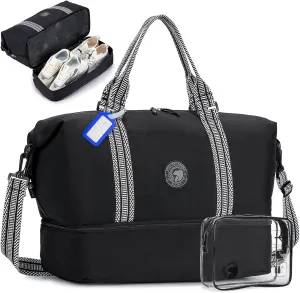 Travel Duffel Bag for Spirit Airlines Personal Item Bag 18x14x8 with Shoe Compartment Tote Carry on Luggage 32L Duffle Overnight for Women Men Hospital Bags for Labor and Delivery