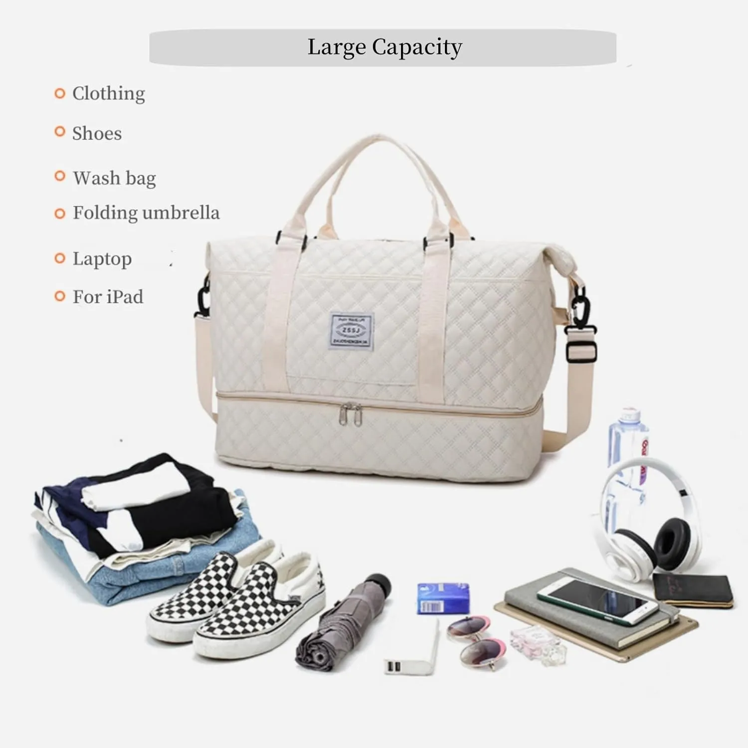 Travel Duffel Bags Weekender Bags for Women with Toiletry Bag and Shoe Compartment, Wet Pocket,Carry On Overnight Bag for Women Travel,Gym,Weekend.Hospital Bags for Labor and Delivery (Pink)