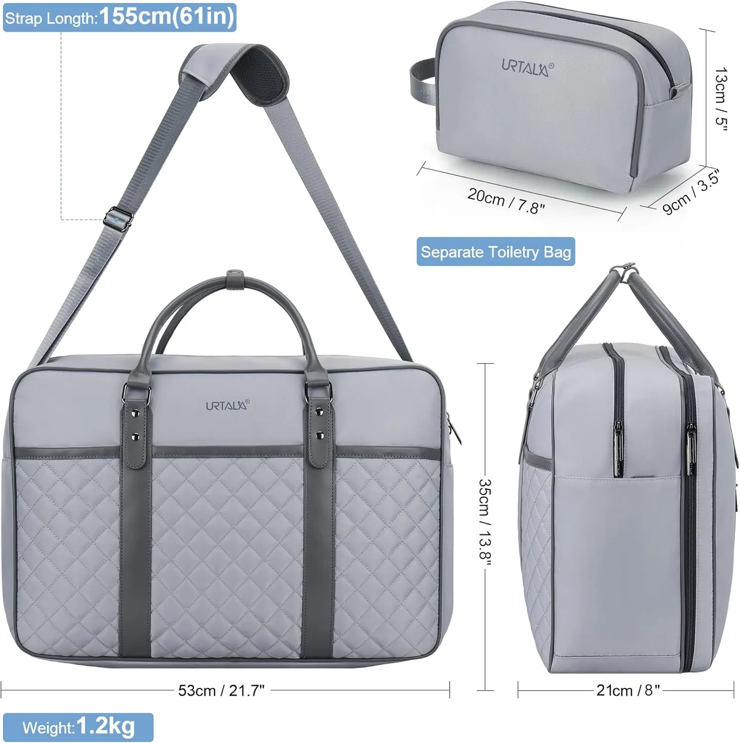 Travel Duffle Bag for Men, Weekender Bag for Women with Toiletry Bags, Carry On Overnight Bags with 17.3 inch Laptop Pouch