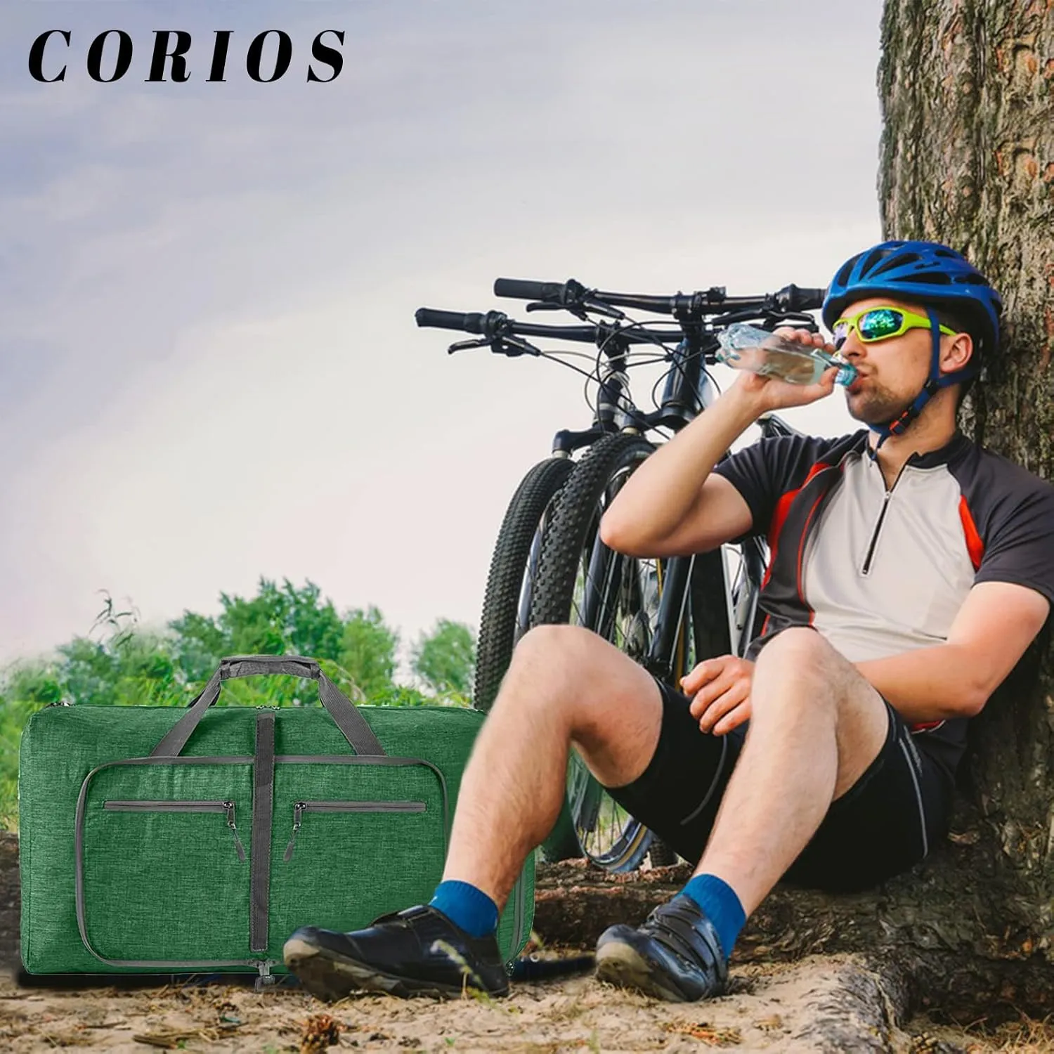 Travel Duffle Bag for Men/Women 65L Foldable Sport Duffel Bag Gym Tote Bag with Shoes Compartment Large Overnight Bag Weekend Shoulder Bag Lightweight Carry On Luggage Hospital Bag Dark Green