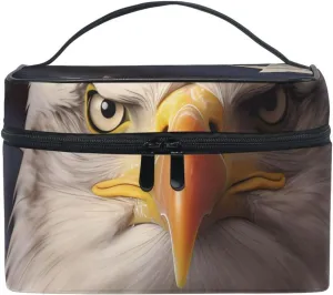 Travel Makeup Bag for Women American Flag Serious Eagle Makeup Organizer Large Capacity Toiletry Bag Cosmetic Bags