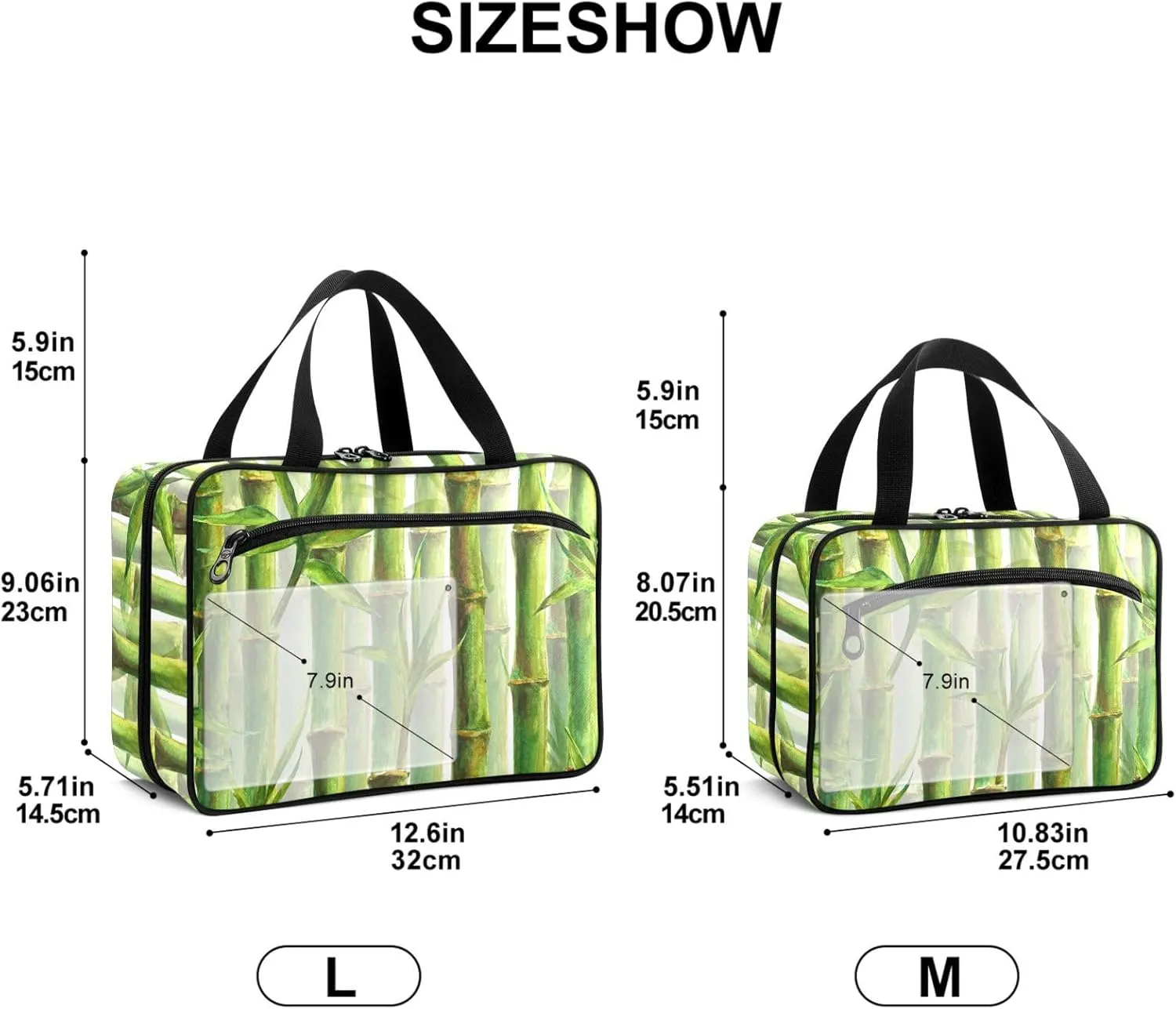 Travel Toiletry Bag for Woman/Men,Green Bamboo Spring Summer Chinoiserie Hanging Organizer Bag with Pockets Portable Folding Travel Case Bags for Makeup Cosmetic Toiletries Storage Traveling-M