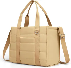 Travel Tote Bag for Women Puffer Crossbody Bags with Zipper Quilted Gym Tote Nylon Overnight Work Purse Shoulder Handbag