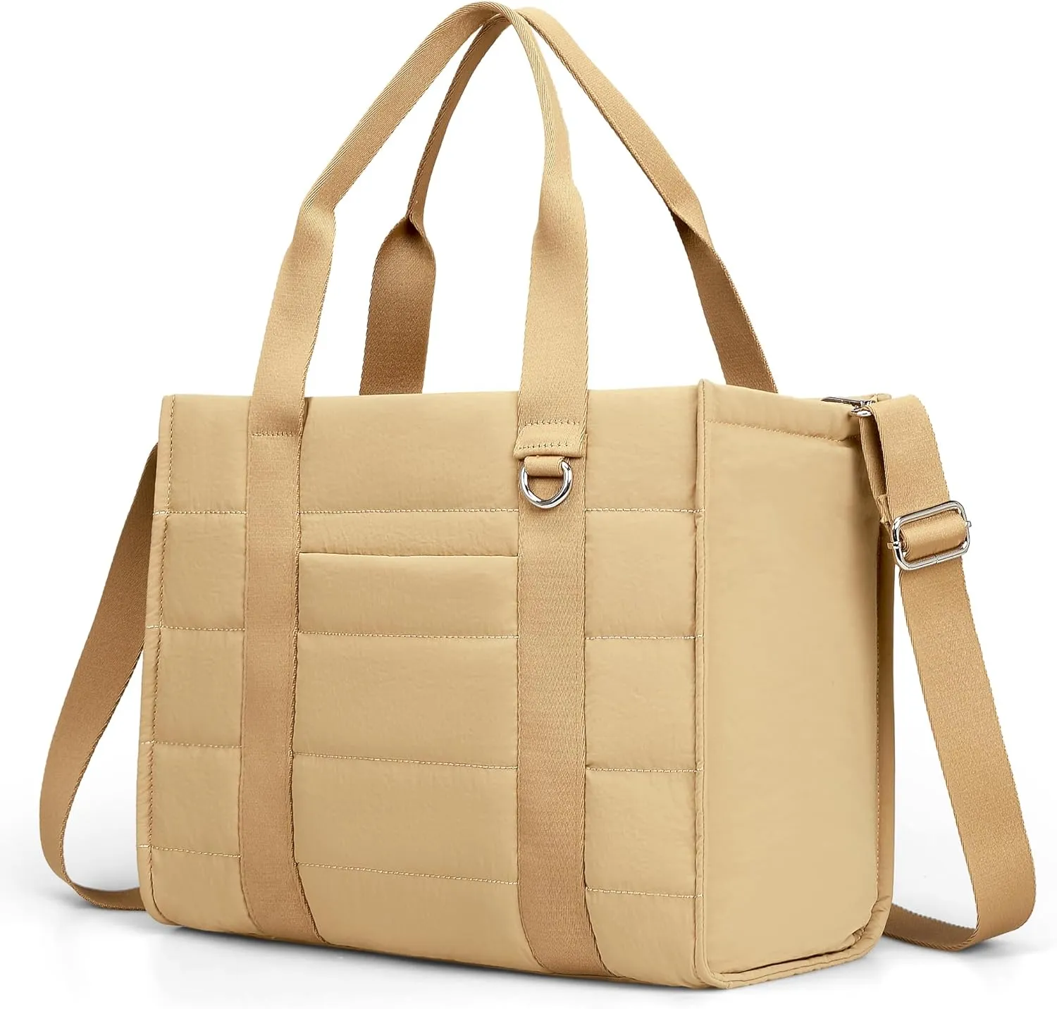 Travel Tote Bag for Women Puffer Crossbody Bags with Zipper Quilted Gym Tote Nylon Overnight Work Purse Shoulder Handbag
