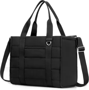 Travel Tote Bag for Women Puffer Crossbody Bags with Zipper Quilted Gym Tote Nylon Overnight Work Purse Shoulder Handbag