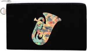 Tuba Instruments Music ArtTuba Instruments Music Art Coin Pouch Small Wallet Card Purse Cute Makeup Pouch Handbag with Key Ring