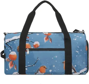 Two Orange Birds Gym Bag Travel Duffel Bags for Men Women Large Weekender Bags Carry On Overnight Duffle Bag with Shoe Compartment for Workout