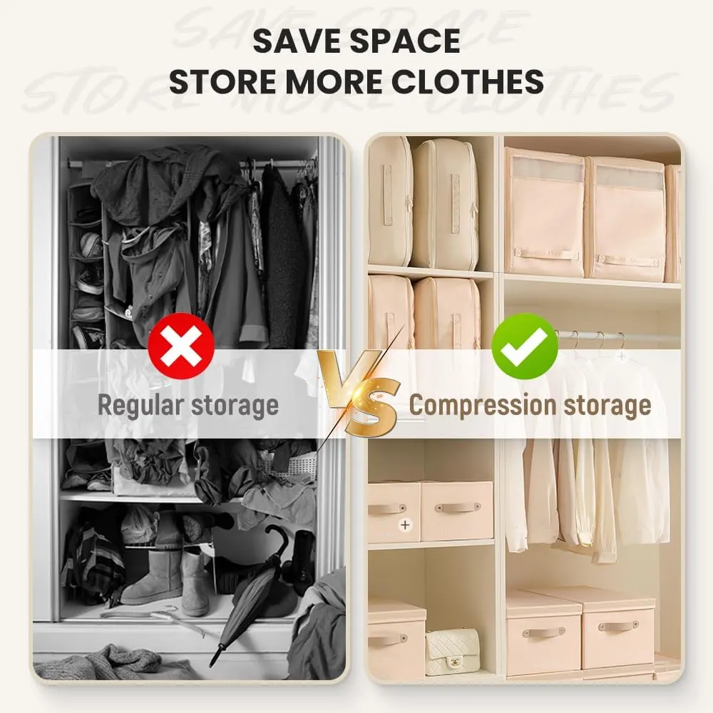 Ultra Space Saving Self Compression Organizer, 2025 Heavy Duty Storage Travel Packing Storage Tote, Storage Tote for Space Saving, Clothing Storage Bag for Comforters Blankets Bedding (Pink, X-Large)
