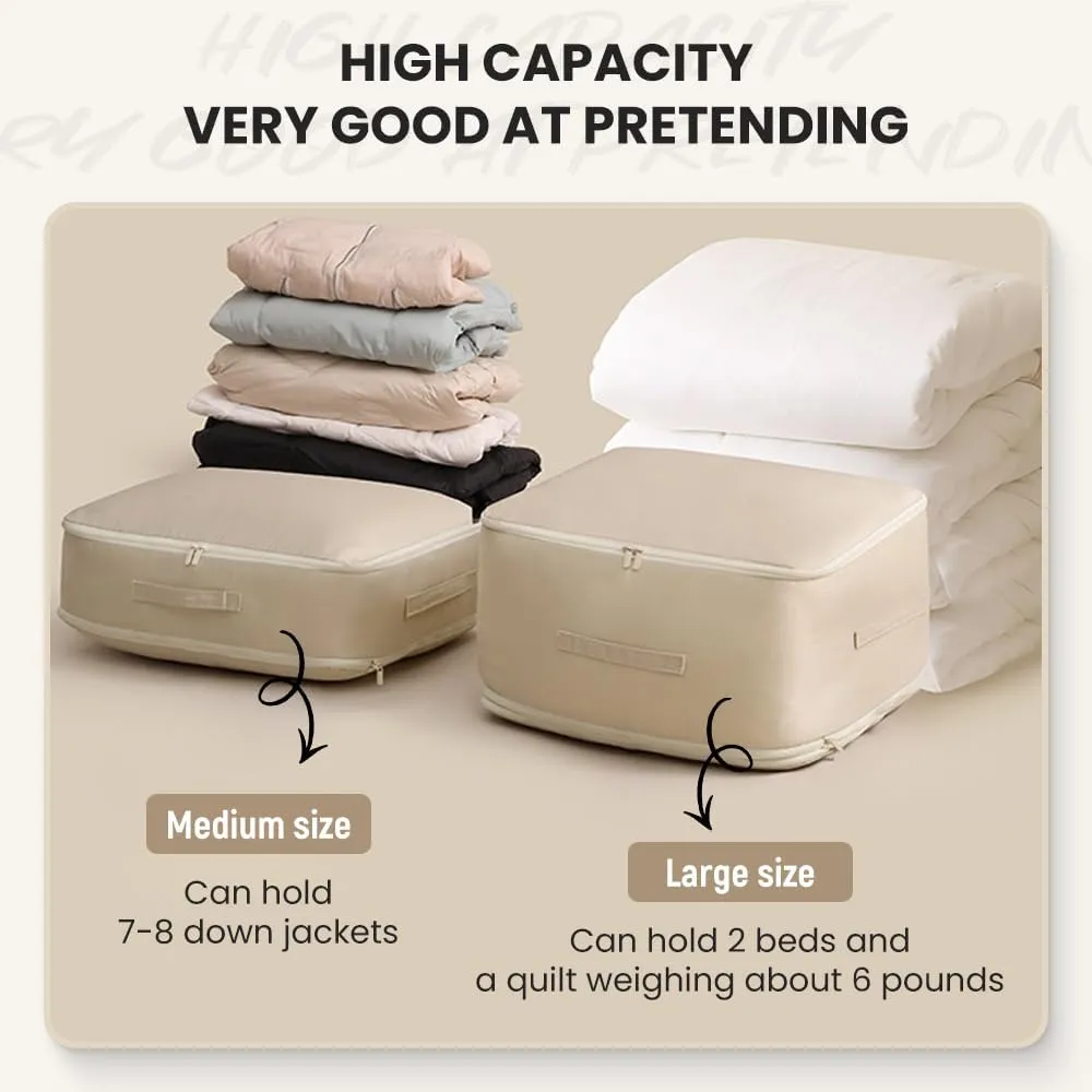 Ultra Space Saving Self Compression Organizer, 2025 Heavy Duty Storage Travel Packing Storage Tote, Storage Tote for Space Saving, Clothing Storage Bag for Comforters Blankets Bedding (Pink, X-Large)