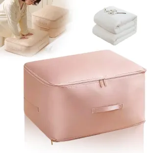 Ultra Space Saving Self Compression Organizer, 2025 Heavy Duty Storage Travel Packing Storage Tote, Storage Tote for Space Saving, Clothing Storage Bag for Comforters Blankets Bedding (Pink, X-Large)