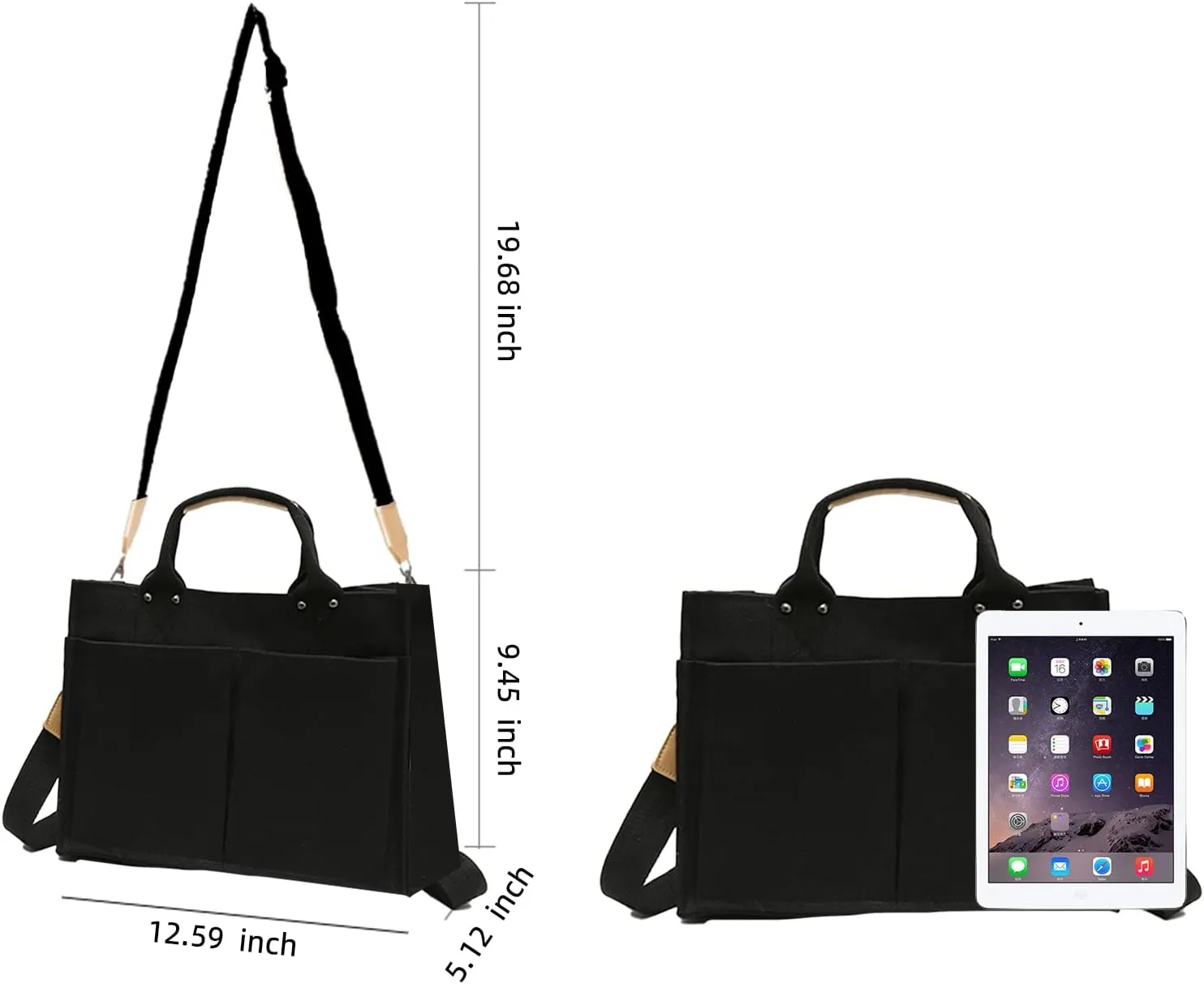 Valleycomfy Canvas Tote Bags for Women Large Shoulder Hobo Bags Handbags Purse Satchel Purses Multi-pockets Casual Work Bags
