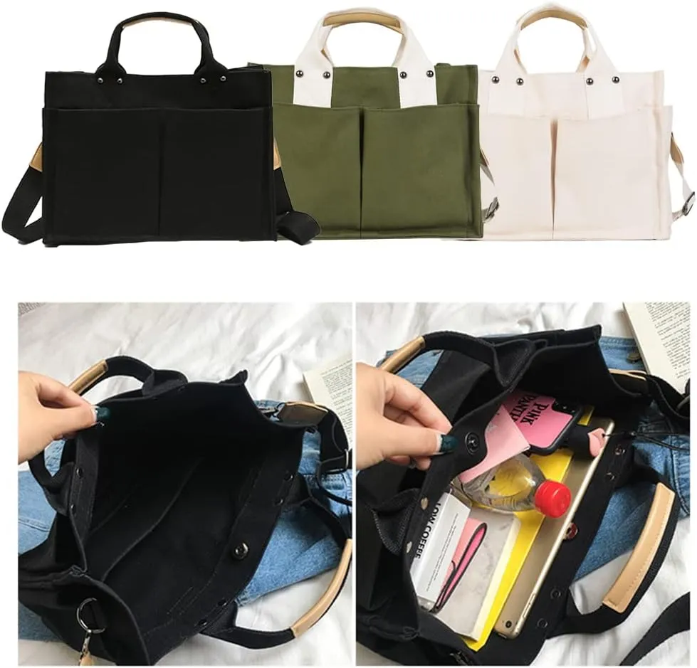 Valleycomfy Canvas Tote Bags for Women Large Shoulder Hobo Bags Handbags Purse Satchel Purses Multi-pockets Casual Work Bags