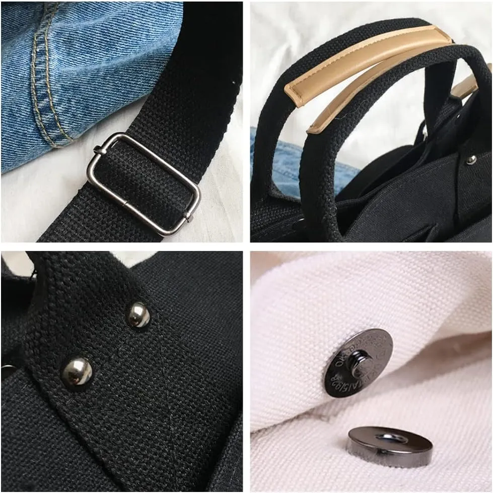 Valleycomfy Canvas Tote Bags for Women Large Shoulder Hobo Bags Handbags Purse Satchel Purses Multi-pockets Casual Work Bags