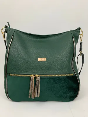 VERONA GREEN- Soft faux leather shoulder bag large