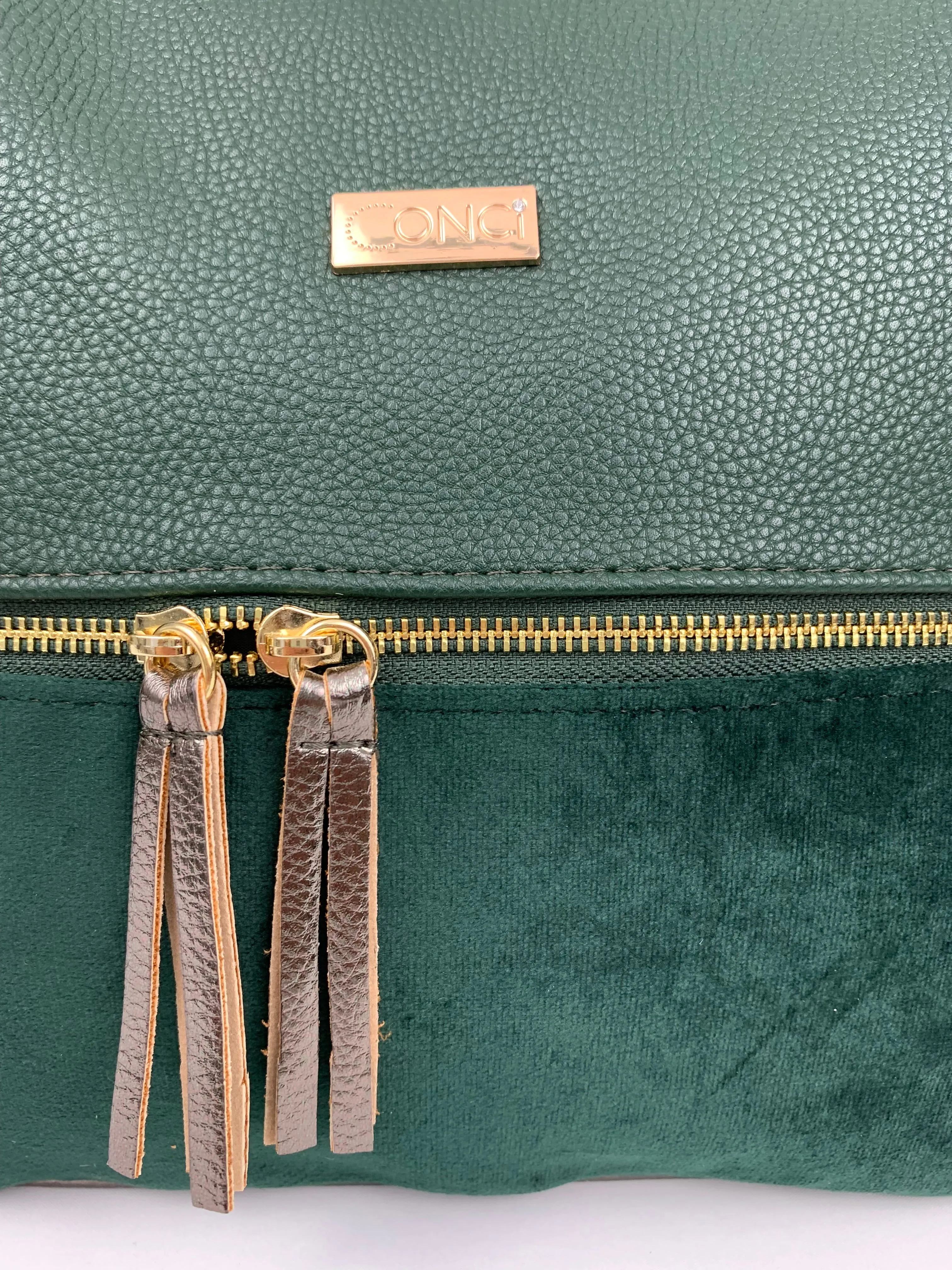 VERONA GREEN- Soft faux leather shoulder bag large