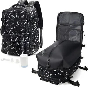 VGCUB Large Travel Backpack with Vacuum System Carry on 18x14x8 Inches Storage Compression Bags with Electric Pump Work Business Vacpack College Airback Laptop Backpack for Women Men Leafy Black
