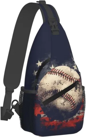Vintage American Flag Baseball Chest Bags Crossbody Sling Bag Shoulder Bag Travel Hiking Daypack For Men Women