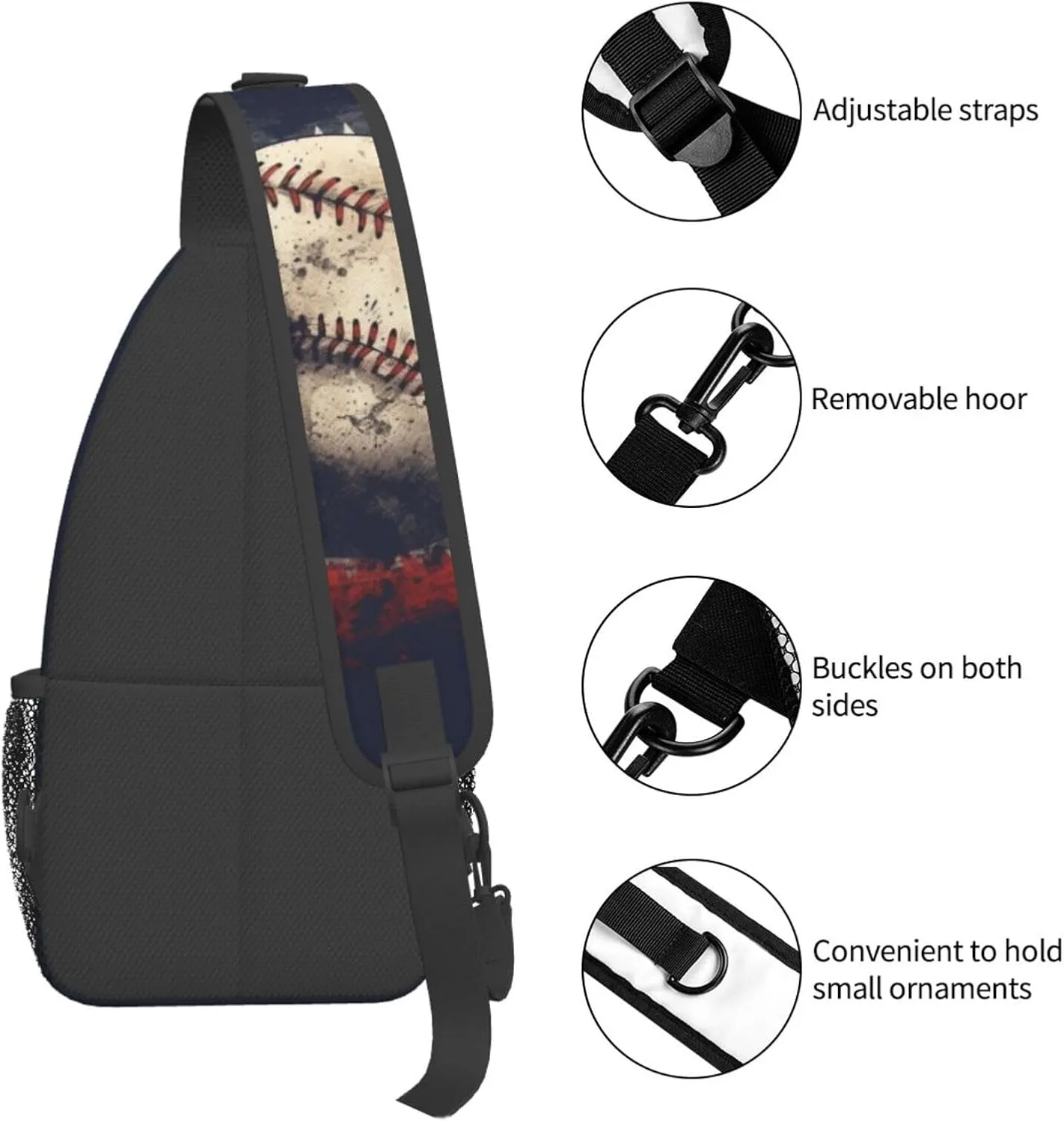 Vintage American Flag Baseball Chest Bags Crossbody Sling Bag Shoulder Bag Travel Hiking Daypack For Men Women