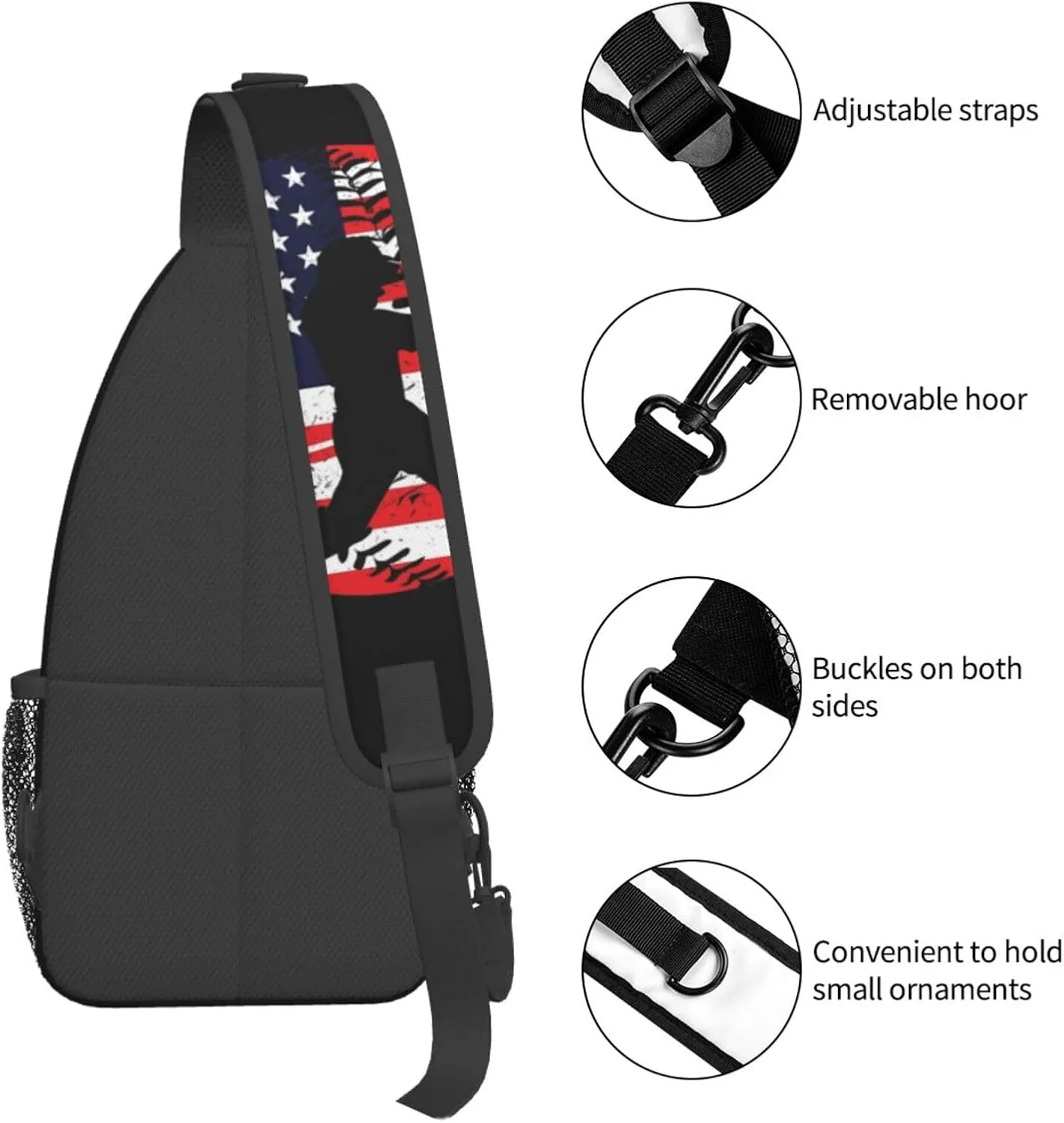 Vintage American Flag Baseball Player Chest Bags Crossbody Sling Bag Shoulder Bag Travel Hiking Daypack For Men Women