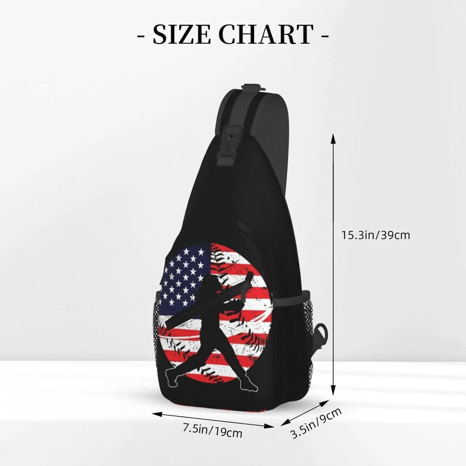 Vintage American Flag Baseball Player Chest Bags Crossbody Sling Bag Shoulder Bag Travel Hiking Daypack For Men Women