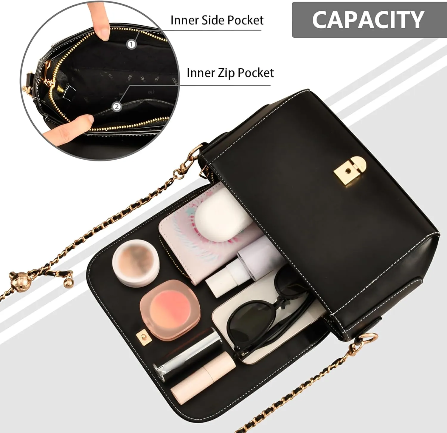 Vintage Spring Bird Butterfly Women Shoulder Leather Bags Black Crossbody Bags for Women Purse with Chain Strap
