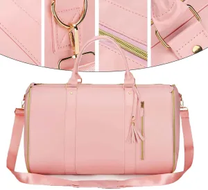 Viralhuntz Travel Bag, Viralhuntz Leather Foldable Travel Bags, Large Capacity Waterproof Foldable Travel Bag Suitable for Short Trips (Pink)