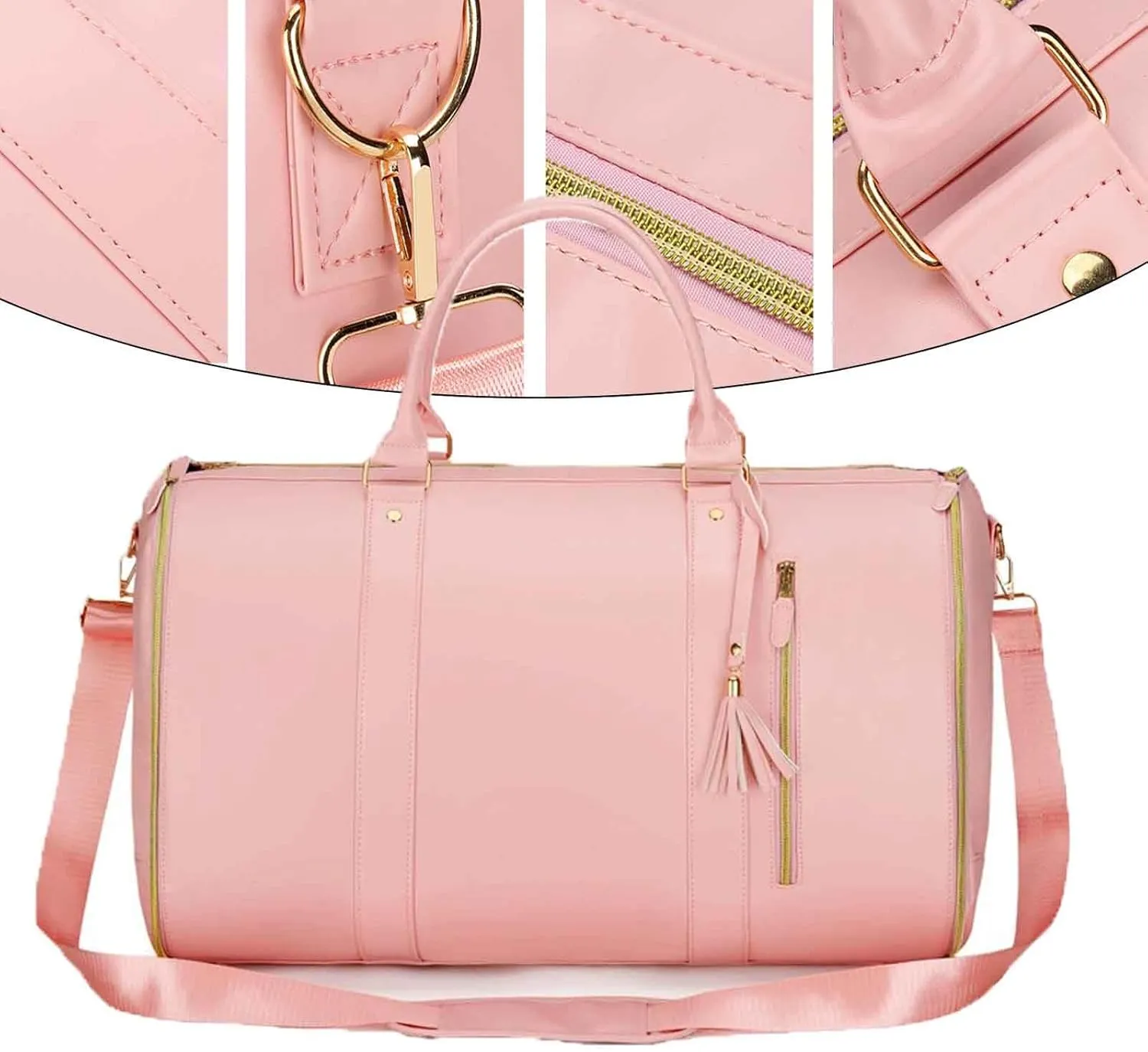Viralhuntz Travel Bag, Viralhuntz Leather Foldable Travel Bags, Large Capacity Waterproof Foldable Travel Bag Suitable for Short Trips (Pink)