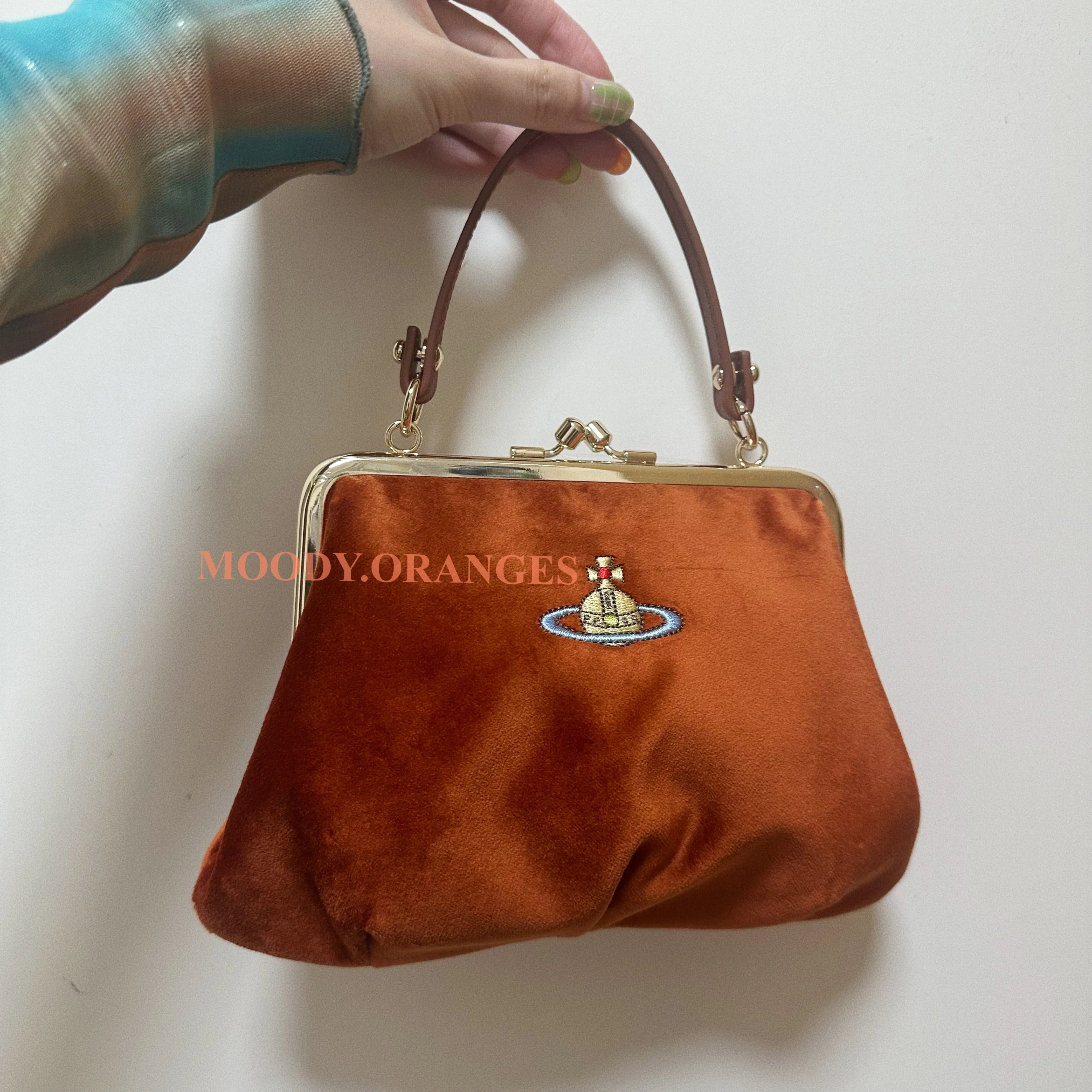 Vivienne Westwood Granny Frame Orange Velvet Bag