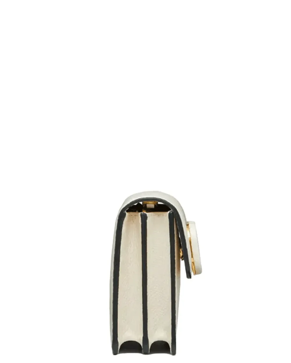 VLogo Signature Leather Wallet on Chain in Light Ivory
