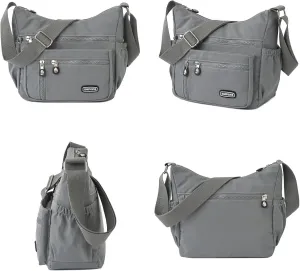 Waterproof Nylon Crossbody Bag for Women Mulit-Pockets Shoulder Bag Outdoor Travel Purses and Handbag