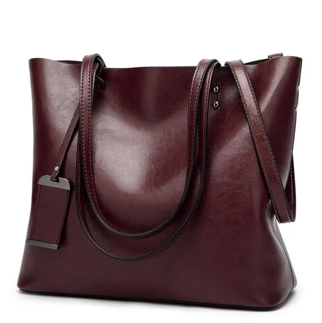 Waxing Leather bucket bag Simple Double strap handbag shoulder bags For Women 2020 All-Purpose Shopping tote sac bolsa feminina