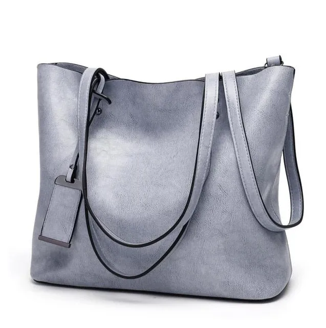 Waxing Leather bucket bag Simple Double strap handbag shoulder bags For Women 2020 All-Purpose Shopping tote sac bolsa feminina