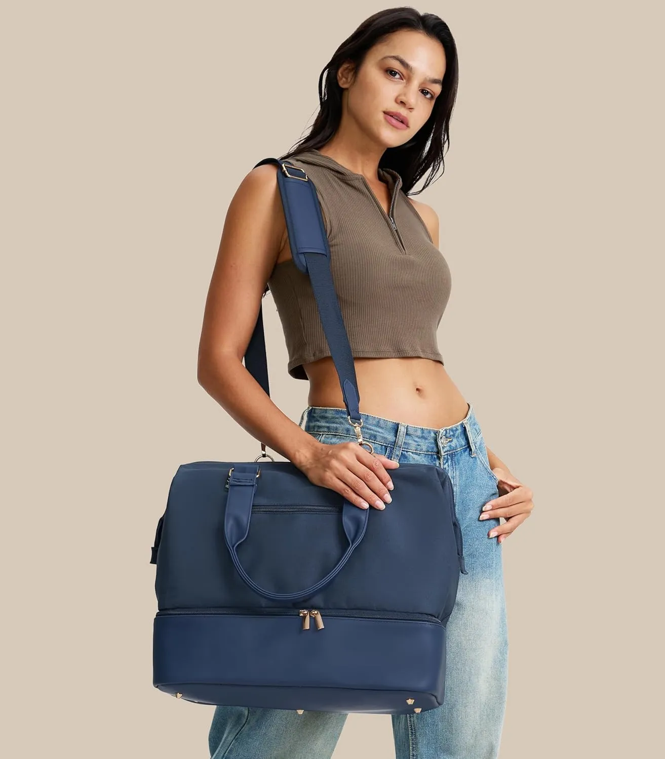 Weekender Bags for Women, Large Travel Duffel Bag with Shoes Compartment, Carry On Overnight Tote Bags with Toiletry Bags, Hospital Bags for Labor and Delivery