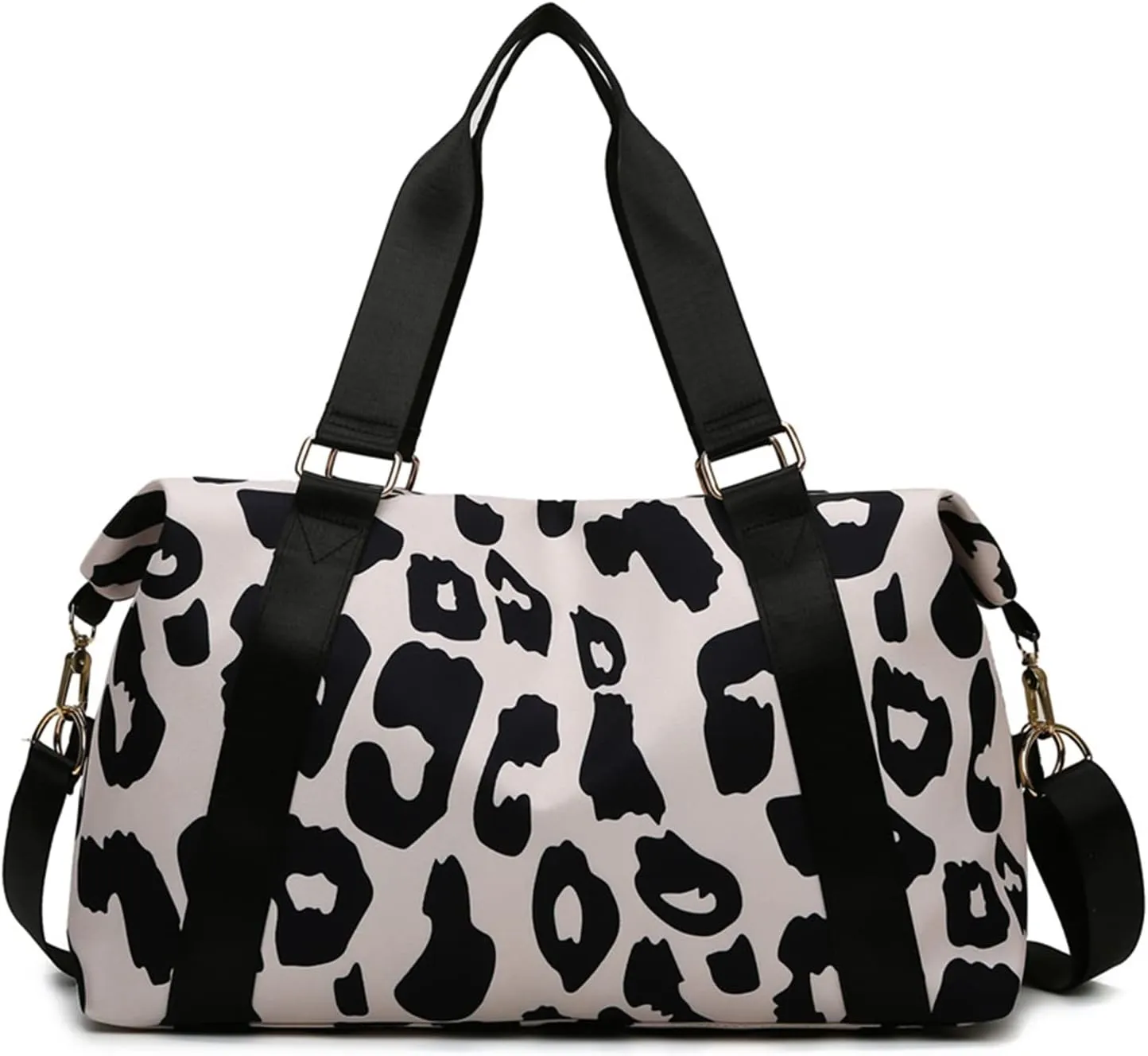 Weekender Duffel Sport Gym Bag Overnight Travel duffle Bags with Wet Pocket-Cow Print Black